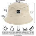 thumbnail image 2 of Sombrero de pescador para mujer, sombrero para el sol, sombreros de algodón, sombrero plegable para protección solar, para mujeres, hombres, actividad, Smiley, 2 of 5