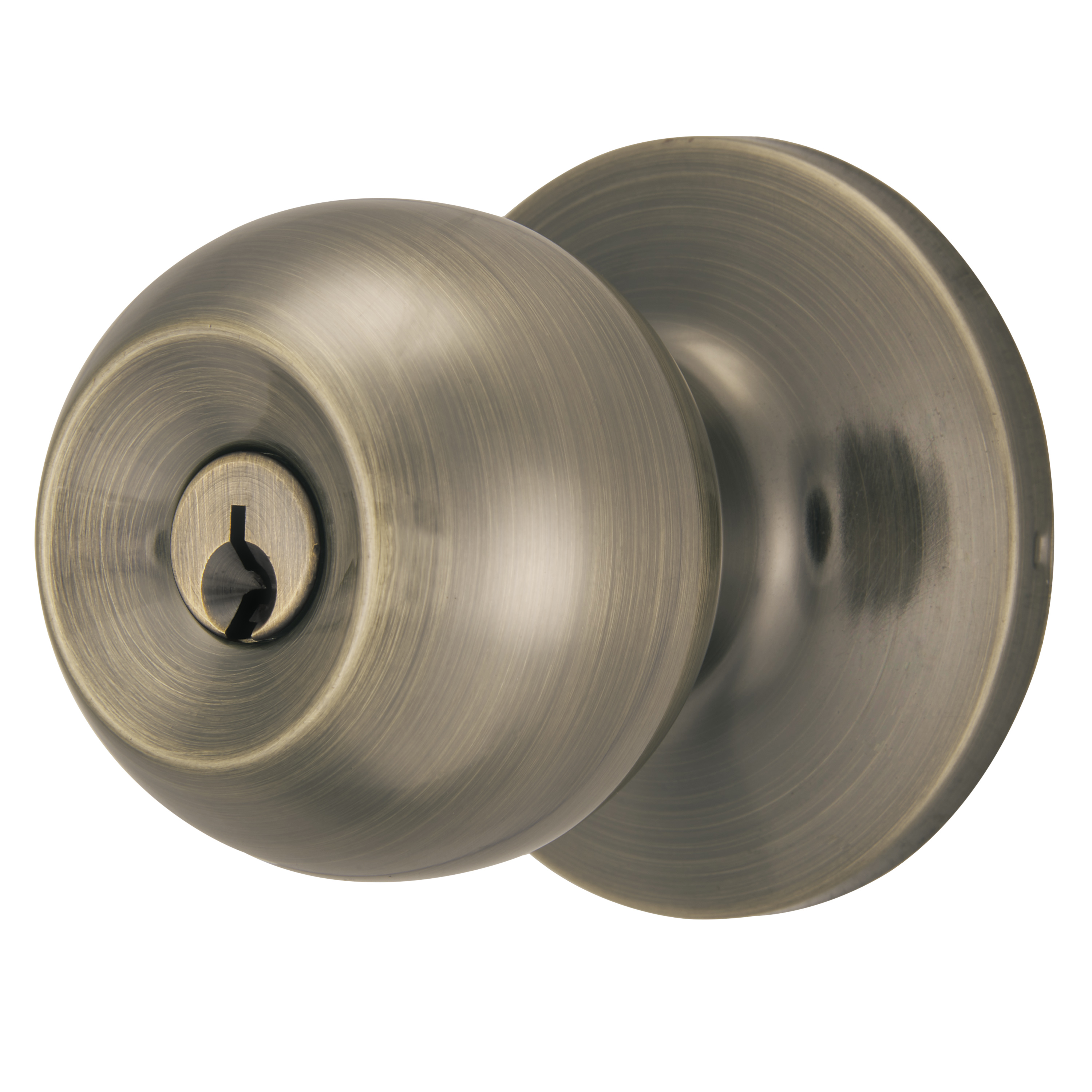 Brinks Keyed Entry Ball Style Doorknob and Deadbolt Combo, Antique Brass Finish, Twin Pack - image 2 of 15