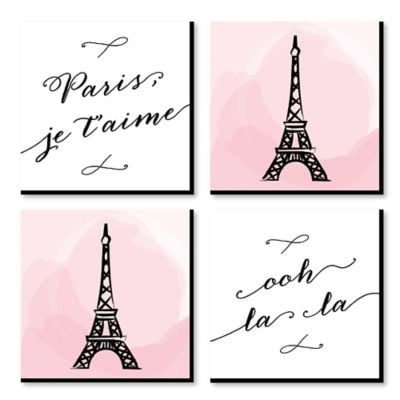 Wall Decor Set Of 4 Paris, Ooh La La - Kids Room, Nursery Decor and Home Decor - 11 x 11 inches Kids Wall Art - Set of 4 Prints ()