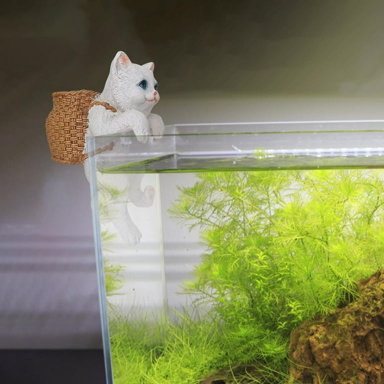 Cute Cat Figurines Aquarium Ornament Aquarium Fish Tank Accessories Storage Miniatures Landscape 1PC for white - Walmart.com