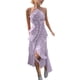 thumbnail image 3 of TaTaai Women's Chiffon V-Neck Spaghetti Strap Midi Dress Ruffle Pleated Design Flowy Long Dress Slim Fit Casual Dress for Daily Vacation Gift, 3 of 7