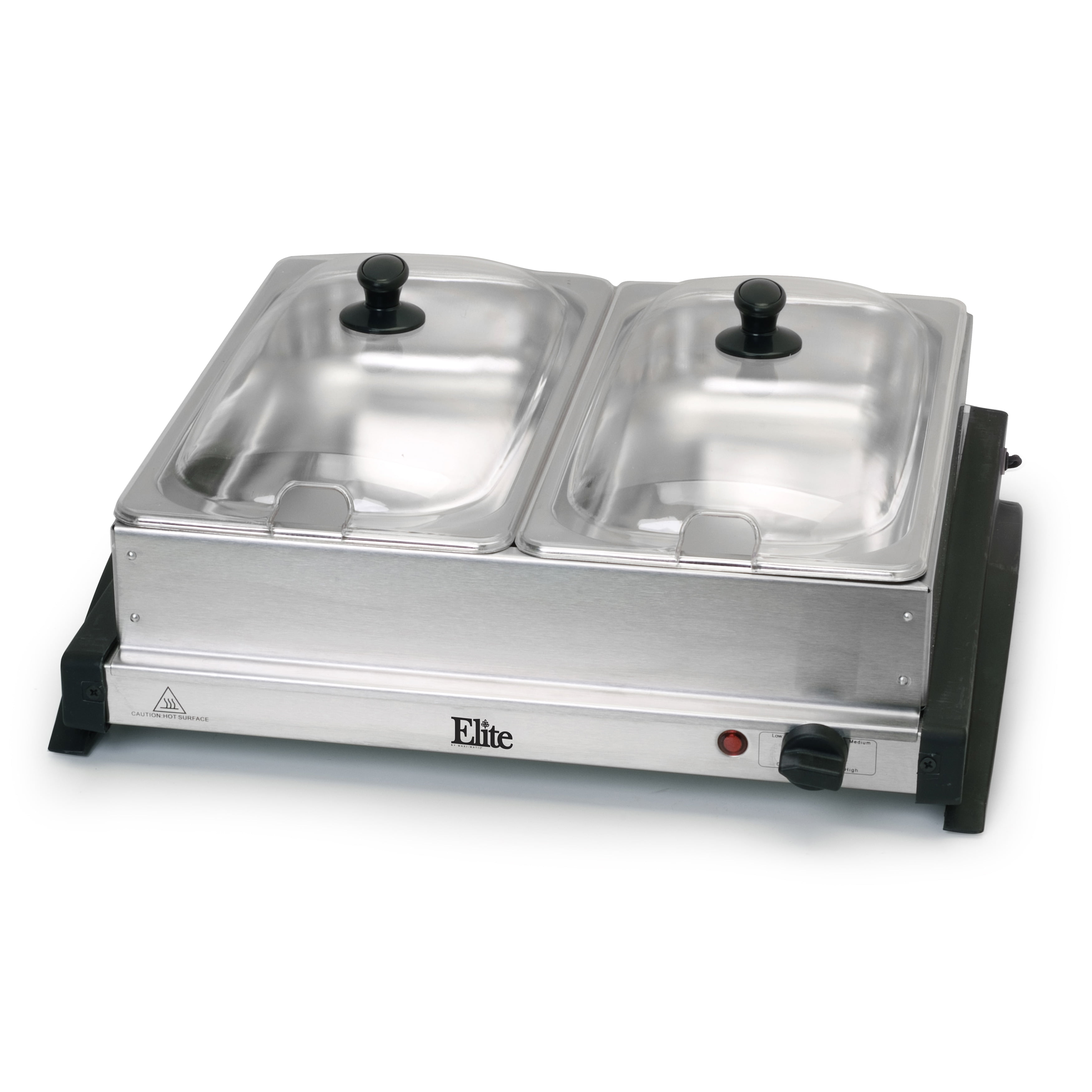 Elite Gourmet Stainless Steel Dual Buffet Server Warming Tray Ewm