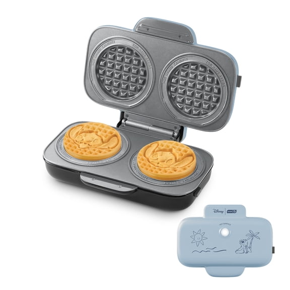 Disney | Dash MultiMaker® Double Mini Maker System - Convenient Electric Waffle Maker - Features Interchangeable, Dishwasher-Safe Plates - Quick Cleanup & Simple Setup - Stitch Design