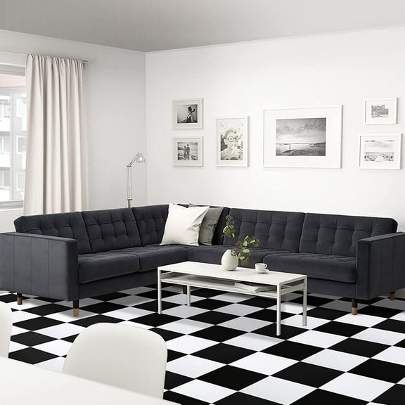 Abyssaly 12"x12" 20Pcs Peel and Stick Floor Tile Black White Vinyl Flooring Easy to Install and Waterproof for Bathroom and Kitchen Floor