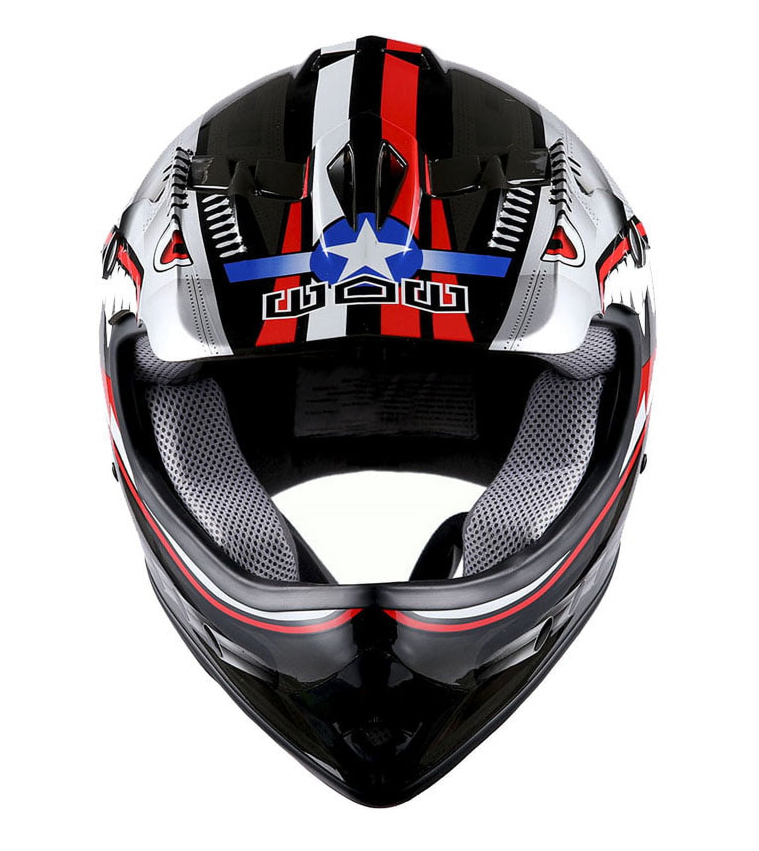 1Storm Youth Motocross Helmet Kids Motorcycle Bike Helmet HBOY Shark Black + Goggles + MG Youth Black Glove Bundle
