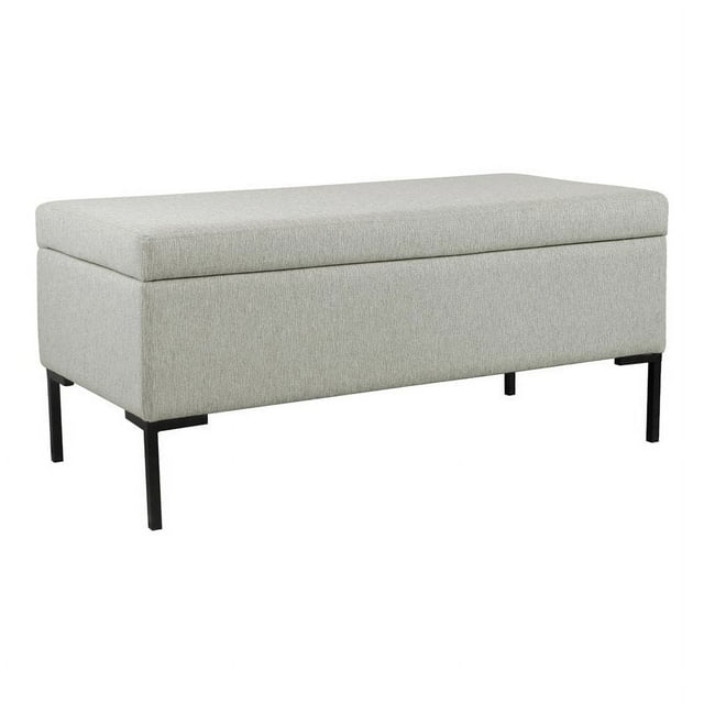 HomePop 18.5" Large Sustainable Woven Fabric Storage Bench w/ Metal Legs in Gray