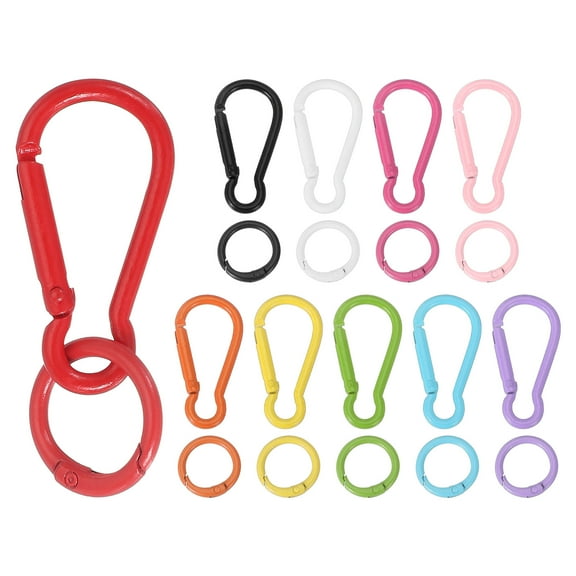Uxcell 10 Pcs Spring Snap Clip, Spring Snap Key Chain Hook with O Ring, Multipurpose Candy Color Quick Link Keychain Clips Buckle for DIY Lanyard Crafts Camping Backpacking, Multicolored