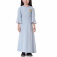 thumbnail image 6 of Zwiiyzr (8-17 Years) Kids Girls Muslim Dresses Long Sleeve Round Neck Color Block Dress Pink, 6 of 7