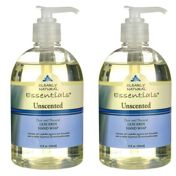 Clearly Natural Pure and Natural Glycerine Hand Soap with Pump Unscented,12 Ounce(Pack of 2)