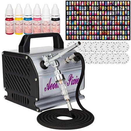 kit nail airbrush professional compressor stencil dual action