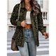 thumbnail image 5 of Chaqueta de con Estampado de Leopardo para Mujer, Blusa de Larga con Botones, Abrigo Informal de Otoño Verde L, 5 of 7
