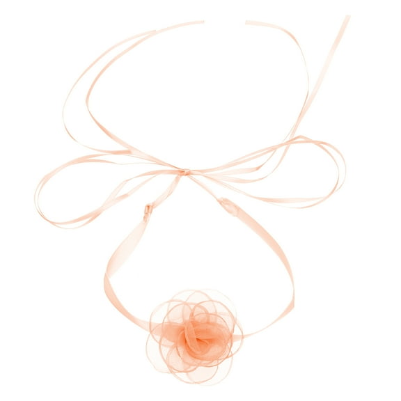 Uxcell Camellia Necklace for Women, Pink Flower Chokers Adjustable Lace Up Fashion Accessories