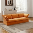 thumbnail image 4 of Sdorens Modular Sectional Sofa Couch,122.82" Velvet 3 Seater Sofa,Minimalist Style Comfy Couch for Living Room Apartment,Orange, 4 of 13