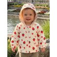 thumbnail image 5 of RUINIXCW Toddler Baby Girl Fall Jacket with Pockets Casual Strawberry Bow Floral Print Zip Up Hooded Long Sleeve Coat, 5 of 8