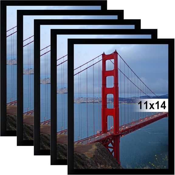 11x14 Picture Frame Wall Hanging Photo Frame, Black, 5 Pack