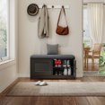 thumbnail image 3 of S-HOME Shoe Storage Bench with Detachable Cushion, 28.74 Inch Entryway Cabinet with 2 Door Design for Easy Access, Black, 3 of 13