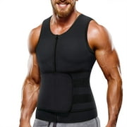 Nebility Sweat Sauna Vest for Men Workout Waist Trainer for Loss Weight Zipper Neoprene Sauna Suit Fajas Para Hombres(Black Large)