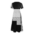 thumbnail image 4 of Penkiiy Women Geometric Print Short Sleeve Dress Loose Plain Casual Summer Flowy Tiered Long Maxi Dresses with Pockets M Gray, 4 of 4