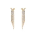 thumbnail image 1 of Aretes Mariposa P/ Dama Largos Fiesta Swarovski Oro 14K Lam dorado Unitalla, 1 of 7