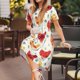 thumbnail image 3 of Disketp Flower Chicken para Vestido de Manga Corta para Mujeres, Vestidos de Verano para Mujeres, Casual y Holgado para la Playa, 3 of 6