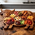 thumbnail image 3 of Chanana Highland Cow Wooden Charcuterie Board, Farmhouse Style Cow Shaped Serving Tray Cheese Platter with Compartments, Cute Highland Cow Serving for Meat, Crackers, Fruit & Snacks, 3 of 9
