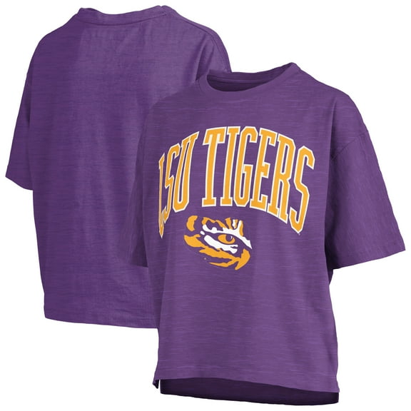 Women's Pressbox Purple LSU Tigers Nelson Arch Over Logo Waist Length Oversized Slub T-Shirt