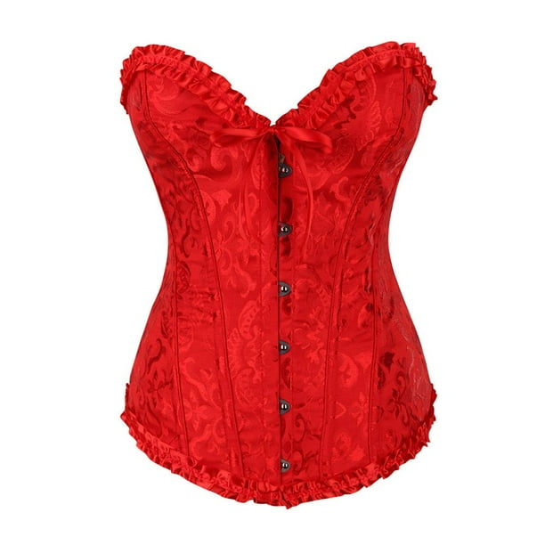 Lace-Up Corset, Women Gothic Satin Brocade Stays Corsetpangjing