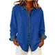 thumbnail image 3 of RKSTN Denim Patchwork Shirts for Women Oversized Lapel Button Down Long Sleeve T Shirts Top Womens Casual Plus Size Turndown Collar Vintage Loose Comfy Blouses Cardigan Jackets Fall Spring Clothes, 3 of 7