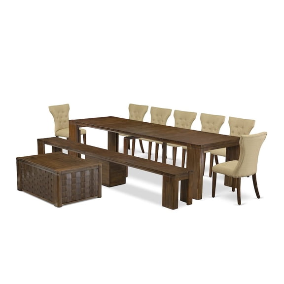 Luxe by East West Furniture 10 Pieces Extendable Dining Set Includes a Rectangle Kitchen Table