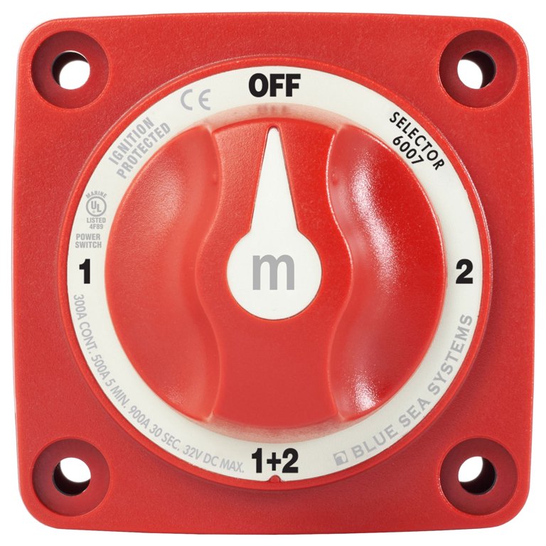 Blue Sea Systems m-Series Mini Selector Battery Switch, Red