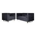thumbnail image 3 of Sala de Velvet Gris Oxfrod Makora Modelo Banks 3-2 plazas, 3 of 10