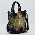 thumbnail image 4 of Odeerbi Tote Bag for Women New Wind Embroidered Bag Canvas Peahen Embroidery Middle-aged Shoulder Portable Package Black, 4 of 9