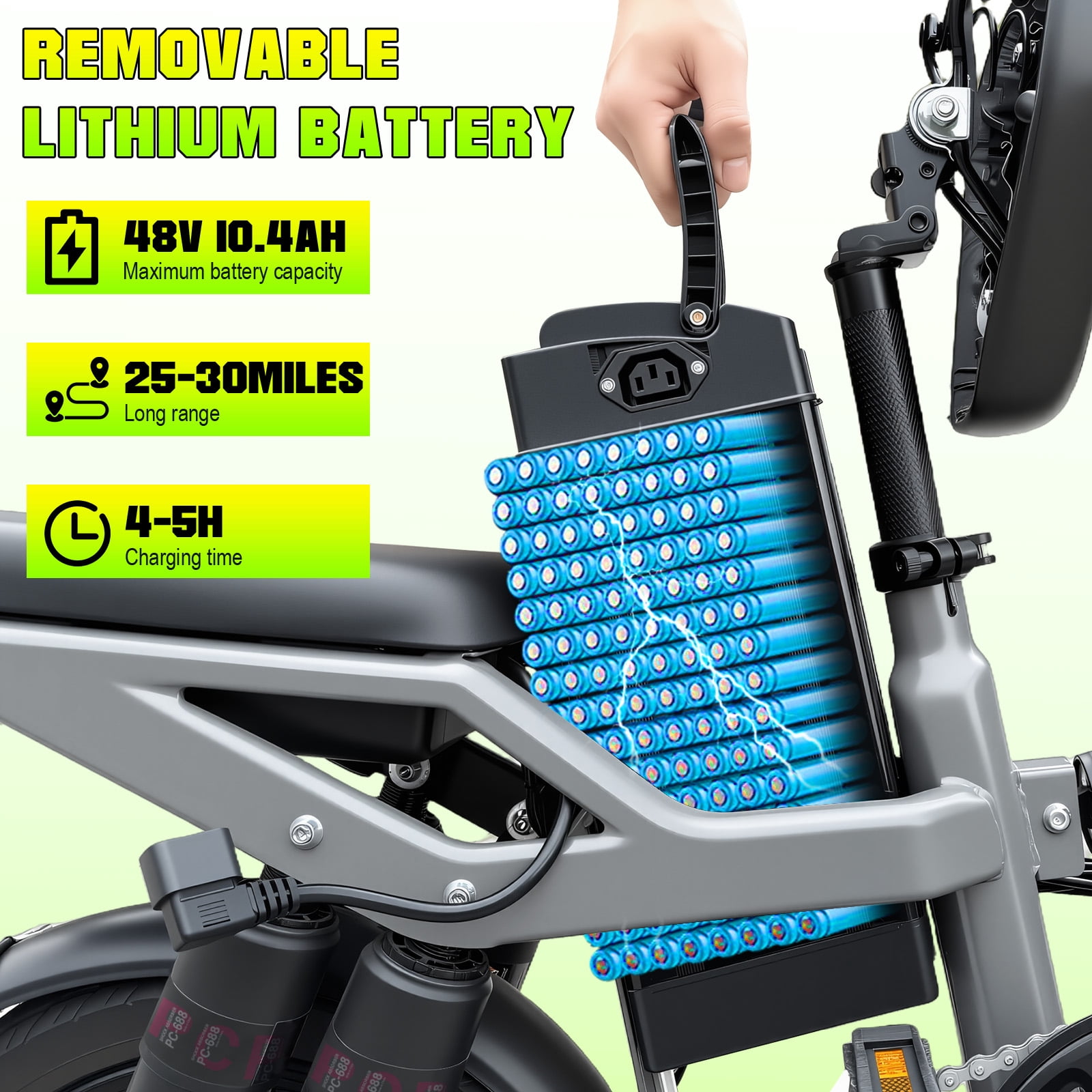 14 in Adult Folding Electric Bicycle, 750W Peak Motor, 25-30 Mile Range, 500 Lb High Load Capacity, Front And Rear Disc Brakes + Five-Fold Shock Absorption, Led Smart Display, Equipped With Combinati