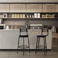 thumbnail image 3 of Set of 2 Swivel Bar Stools, 36inch Counter Height Bar Chairs with Metal Frame, Rustic Hand Woven Paper Rope Dining Chairs with Back and Footrest for Kitchen Counter Dining Room, 3 of 7