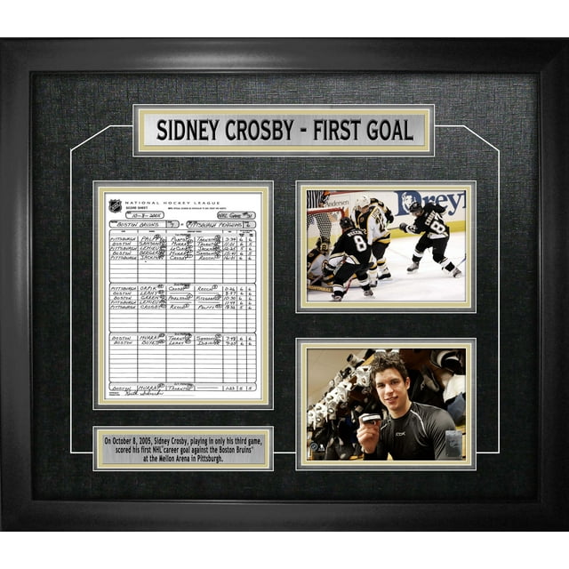 Sidney Crosby Collage de Premier But Encadré des Pingouins de Pittsburgh avec Feuille de Score