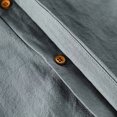thumbnail image 5 of Migroa Men's Linen Shirts Long Sleeve Shirts Casual Button Down Banded Collar Shirt Beach Summer Tops Spread Collar Beach Plain Tops Grey 3XL, 5 of 5