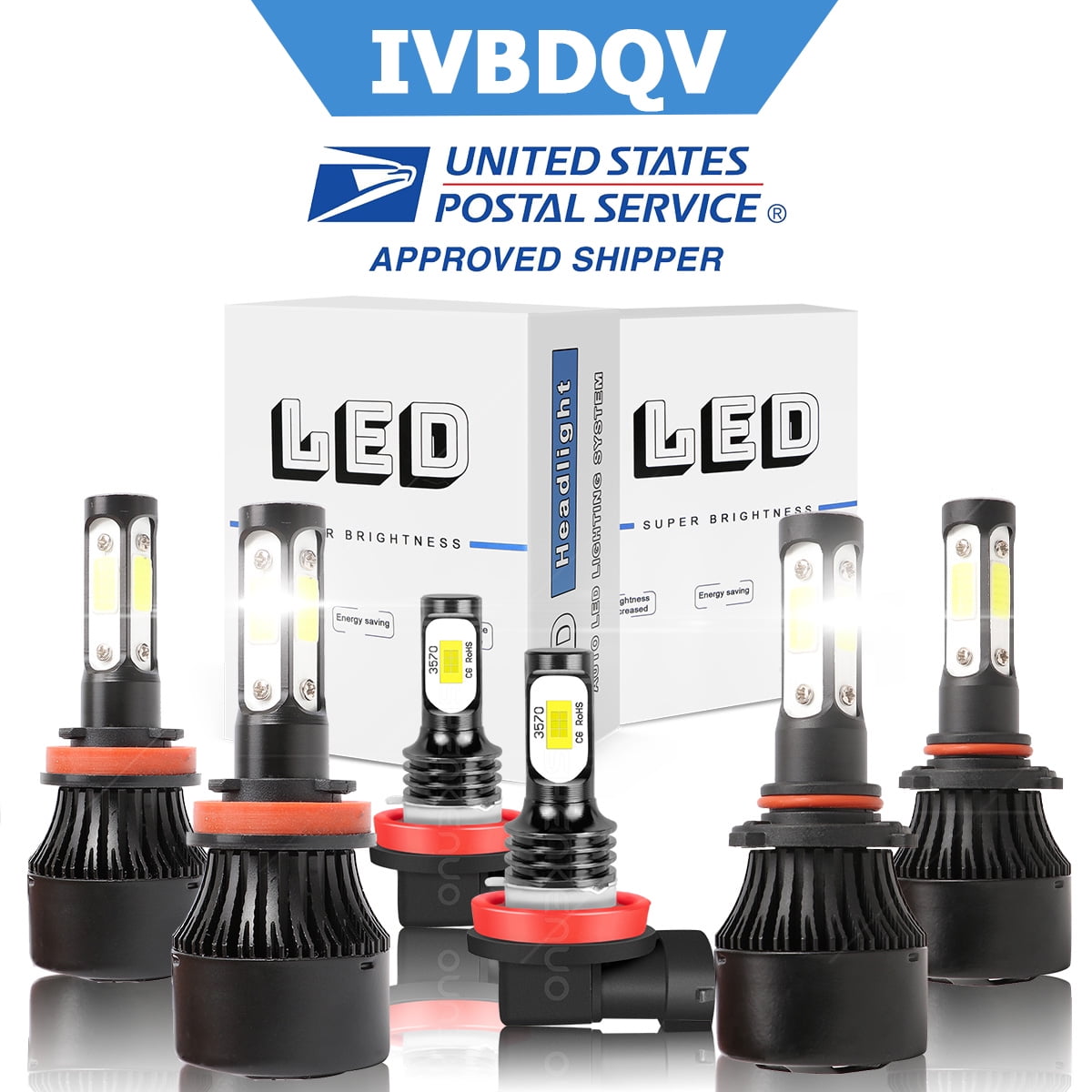 For Ford Ranger 20192020 LED Headlight Bulbs,High and Low +Fog Beam