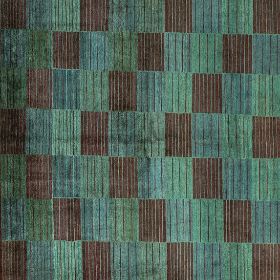 Ahgly Company Indoor Square Oriental Light Blue Modern Area Rugs, 5' Square