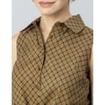 thumbnail image 5 of MoomayaWomens PrintedCotton Crop Shirt,Button Down Sleeveless Knotting Shirt Top, 5 of 8