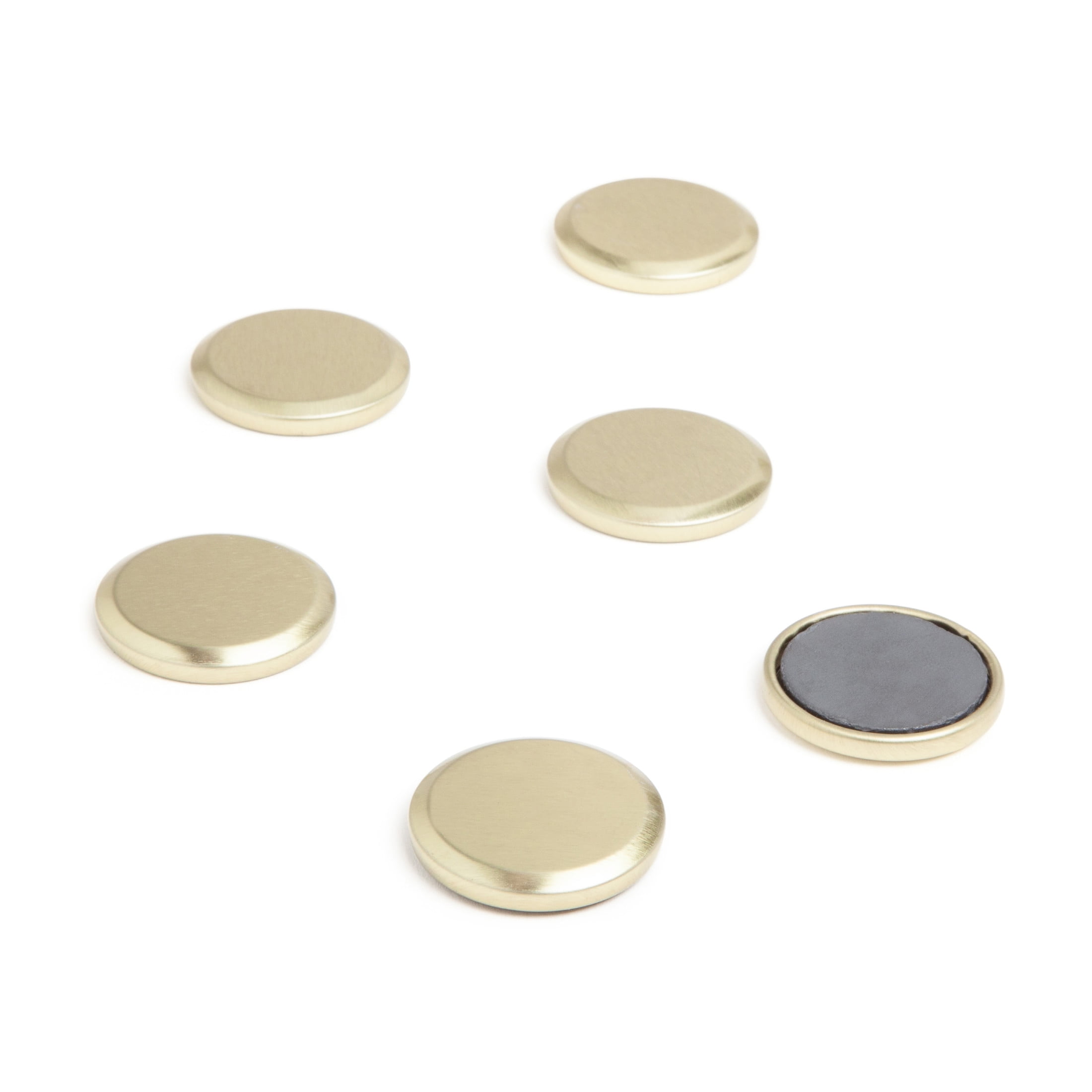 (2 pack) U Brands Round Metal Magnets, Set of 6, Gold Metal
