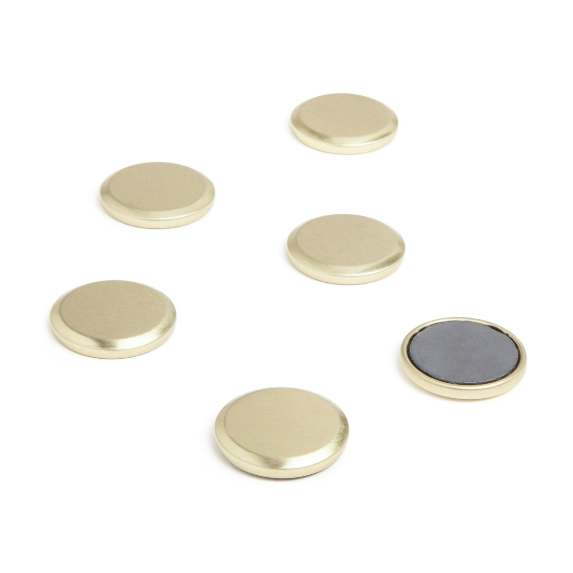 U Brands Round Metal Magnets, Set of 6, Gold Metal