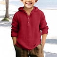 thumbnail image 2 of Ruyang Boys Linen Shirt Button Down Long Sleeve Uniform Hoodie Tops Fall Casual Lightweight Blouse Kids Athletic Jogger Tees, 2 of 4