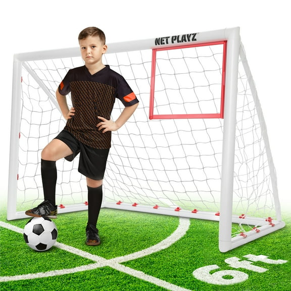 Soccer Goal for Backyard, Kids Soccer Net w/ Trainning Target 6'x4' High-Strength Fast Set-Up | Football Soccer Gifts for Age 3 4 5 6 7 8 9 10 11 12 13 14 Year Old Child Teens & Youth (Weatherproof)
