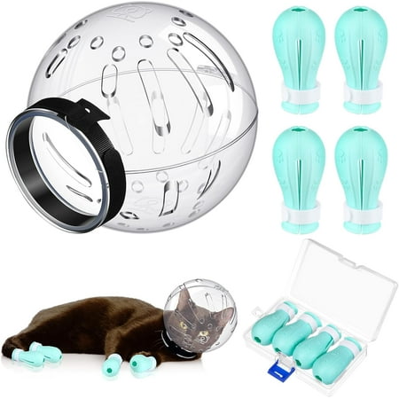 Cat Muzzle for Grooming Cat Adjustable Hood with Paw Covers  Kitten Breathable Anti Bite Muzzles Anti Scratch Boots Silicone Pussy Shoes Boots Kitten Paw Protector for Pet Bathing Shaving(Large)