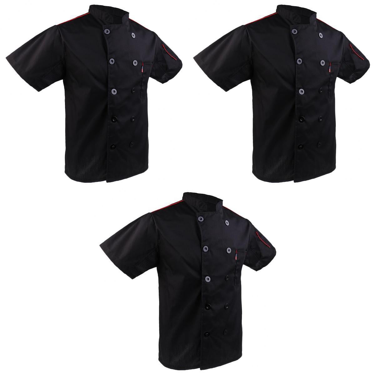 3 Colours Chef Jackets Waiter Coat Unisex Short Sleeves Underarm Mesh Many Colors 