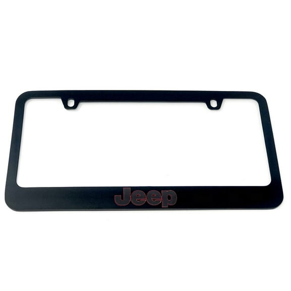 Jeep License Plate Frame - Black with Red