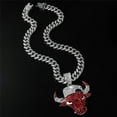 thumbnail image 2 of Hip Hop Cuban Chains Red Bull Head Pendant Necklace With 13mm Miami Cuban Chain Iced Out Bling HipHop Necklaces Fashion Jewelry, 2 of 7