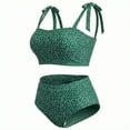thumbnail image 5 of Agnes Orinda Women's Plus Size Mother's Day Swimsuit Two Piece Bathing Suit High Waisted Tummy Control Bikini Set 1X Dark Green, 5 of 9