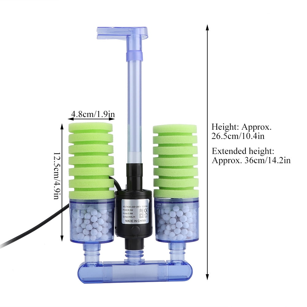 Suodoka Mini Aquarium Fish Tank Sponge Filter with Submersible Water Pump, XY-2902, 7.08 inches / 18 cm