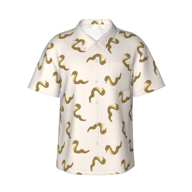 Fotbe Cartoon Snake Camisa Hawaiana para Hombre Unisex – Camisa Casual de Verano con Botones de Manga Corta de Algodón y Lino,XX-Large